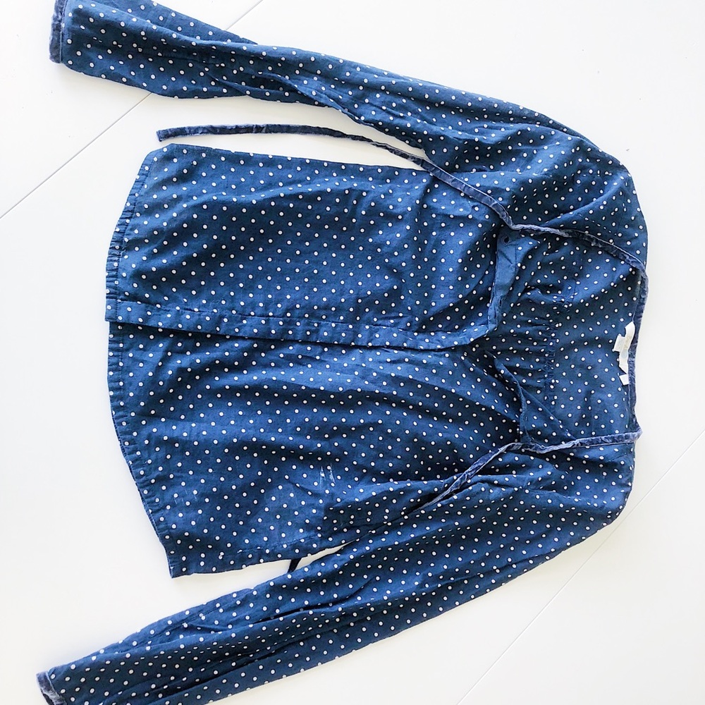 boden polka dot top with velvet ties